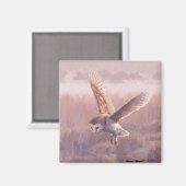 Barn Owl Square Magnet (Vorderseite/Rückseite)