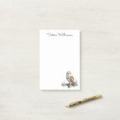 Barn Owl Wildlife Bird of Prey Custom Name Post-it Klebezettel (Auf Schreibtisch)