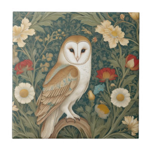Barn Owl William Morris Stil Direkt gegenüber Blum Fliese
