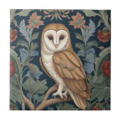 Barn Owl William Morris Stil Links gegenüber Flora Fliese (Vorderseite)