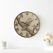 Barn Owl Wooden Wall Clock Große Wanduhr (Zuhause)