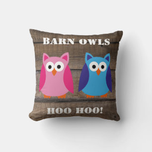 Barn Owls Rustic Barn Wood Kissen