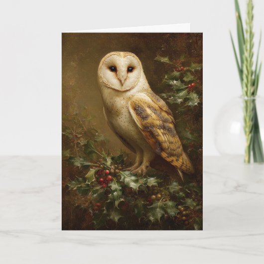 Barn Own Christmas Feiertagskarte (Vorderseite)