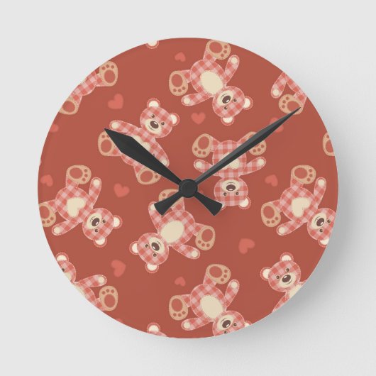 Bärn-Patchworkmuster Runde Wanduhr (Vorderseite)