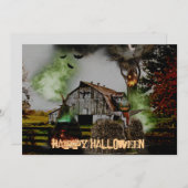 *~* Barn Pumpkins Spooky Ghost HALLOWEEN CARD (Vorne/Hinten)