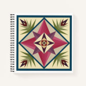 Barn Quilt Block Notebook in Pinks and Purples Notizblock (Vorderseite)