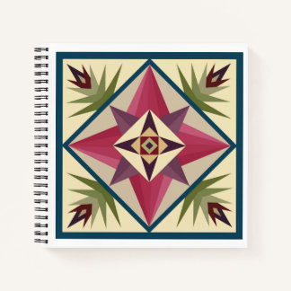 Barn Quilt Block Notebook in Pinks and Purples Notizblock