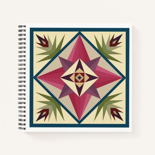 Barn Quilt Block Notebook in Pinks and Purples Notizblock (Vorderseite)