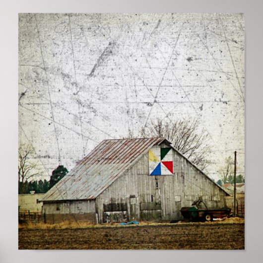 Barn Quilt Grunge Poster (Vorne)
