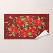 Barn Red Flower Badhandtuch Set (Handtuch)