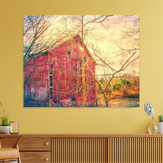 BARN RED RUSTIC DRINT AUF STRETCHCHCHENER LEINWAND (Insitu (Wohnzimmer))