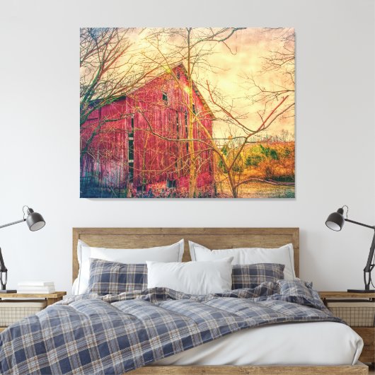 BARN RED RUSTIC DRINT AUF STRETCHCHCHENER LEINWAND (Insitu (Schlafzimmer))