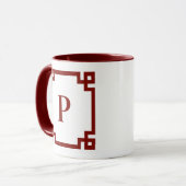 Barn Rot griechische Schlüsselgrenzenmonogramm Tasse (Vorderseite Links)