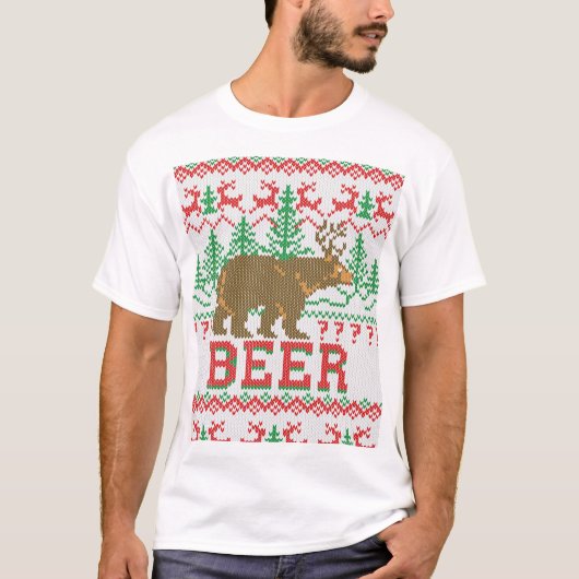 Bärn-Rotwild-oder Bier-Weihnachtspullover-Stricken T-Shirt (Vorderseite)