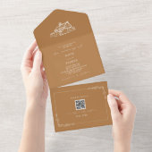 Barn Rustic Farm Wedding Goldenrod QR All In One Einladung (Abreißen)
