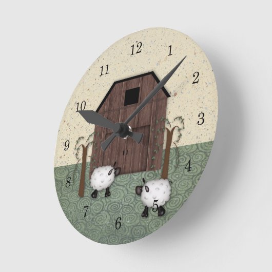 Barn Sheep Wall Clock Runde Wanduhr (Winkel)