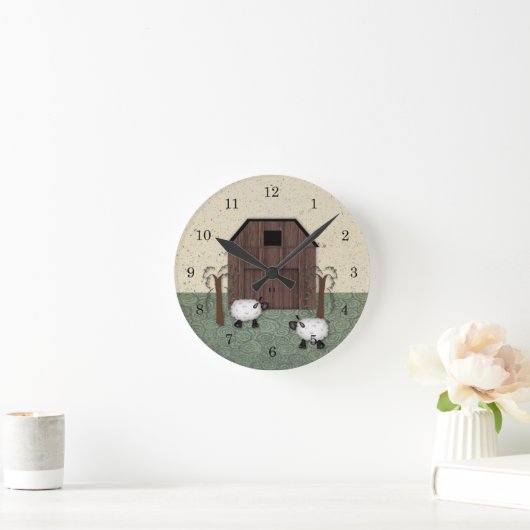 Barn Sheep  Wall Clock Runde Wanduhr (Zuhause)