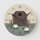 Barn Sheep Wall Clock Runde Wanduhr (Vorderseite)