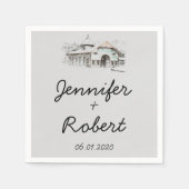 Barn Sketch Wedding Napkin Serviette (Vorderseite)