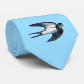 Barn Swallow Flying Illustration Sky Blue Krawatte (Gerollt)