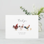 Barn Theme Chicken Wedding Dankeskarte (Stehend Vorderseite)
