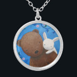 Bärn-u. Häschen-für immer Versilberte Kette<br><div class="desc">Bärn- und Häschenhalskette.  Wunderbares Geschenk für Ihren Schatz.  Ursprüngliche Malerei von Mika Art.</div>