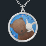 Bärn-u. Häschen-für immer Versilberte Kette<br><div class="desc">Bärn- und Häschenhalskette.  Wunderbares Geschenk für Ihren Schatz.  Ursprüngliche Malerei von Mika Art.</div>