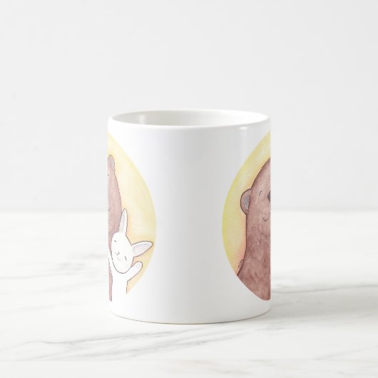 Bärn-u. Häschen-glückliche Kaffeetasse (Mittel)