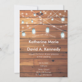 Barn Wedding Wall Mason Jar String Light Einladung