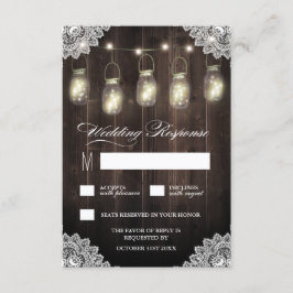 Barn Wood and Lace Mason Jar Wedding RSVP Cards
