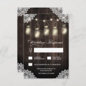 Barn Wood and Lace Mason Jar Wedding RSVP Cards (Vorne/Hinten)