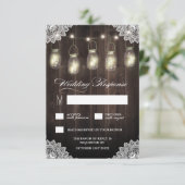 Barn Wood and Lace Mason Jar Wedding RSVP Cards Karte (Stehend Vorderseite)