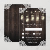 Barn Wood and Lace Mason Jar Wedding RSVP Cards Karte (Vorne/Hinten)