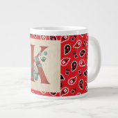 Barn Wood & Bandana Letter K Jumbo-Tasse (Vorderseite Rechts)
