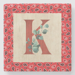 Barn Wood & Bandana Letter K Steinuntersetzer