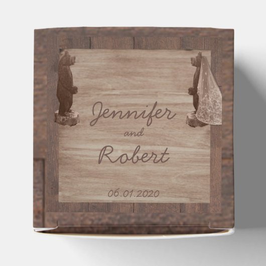 Barn Wood Bears Country Wedding Box Geschenkschachtel (Oben)