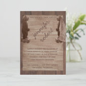 Barn Wood Bears Land Einladung Hochzeit (Stehend Vorderseite)