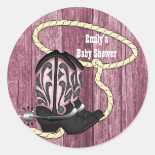 Barn Wood Black Pink Cowboy Boots Cowgirl Stickers