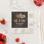 Barn Wood Burlap hört Mr. & Mrs. Wedding Serviette (Beispiel)