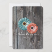 Barn Wood Daisy Coral und Aqua Einladung (Rückseite)
