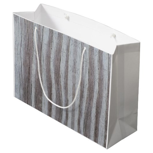 Barn Wood Gray Große Geschenktüte (Rückseite Schrägansicht)