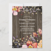 Barn Wood | Herbst-Blume | Hochzeitsfeiern Einladung (Vorderseite)