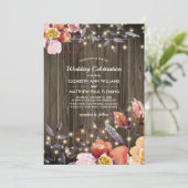 Barn Wood | Herbst-Blume | Hochzeitsfeiern Einladung (Stehend Vorderseite)