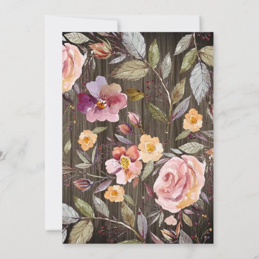 Barn Wood | Herbst-Blume | Hochzeitsfeiern Einladung (Rückseite)