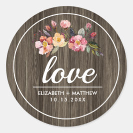 Barn Wood | Hochzeiten im Herbst Blume Runder Aufkleber