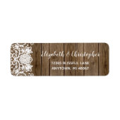 Barn Wood Lace Calligraphy Wedding Rücksendeadress (Vorne)