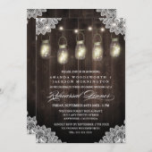 Barn Wood Lace Mason Probe Abendessen Einladung (Vorne/Hinten)