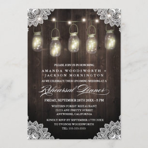 Barn Wood Lace Mason Probe Abendessen Einladung