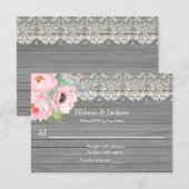 Barn Wood Lace Peonies Anemones Post Wedding RSVP Einladung (Vorne/Hinten)