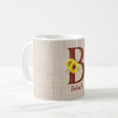 Barn Wood Letter B & Sonnenblumen Personalisiert Kaffeetasse (Vorderseite Links)